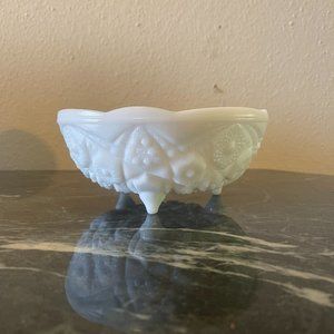 Vintage McKee Toltec White Milk Glass Color Footed Dish